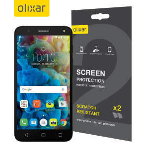 Keep your Alcatel POP 4 Plus screen in pristine condition with this Olixar scratch-resistant screen protector 2-in-1 pack.
