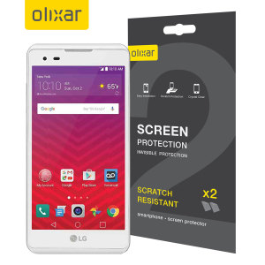 Keep your LG Tribute HD's screen in pristine condition with this Olixar scratch-resistant screen protector 2-in-1 pack.