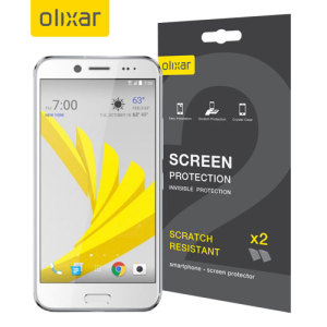 Keep your HTC Bolt or HTC 10 evo screen in pristine condition with this Olixar scratch-resistant screen protector 2-in-1 pack.