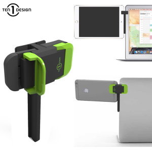 Multitask to the max with the Mountie Universal Laptop Clip from Ten One Design. This secure, stable mount attaches your smartphone or tablet to your laptop, PC monitor or TV, creating a cost-effective, intuitive multi-screen setup.