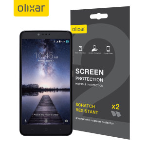 Keep your ZTE ZMax Pro screen in pristine condition with this Olixar scratch-resistant screen protector 2-in-1 pack.