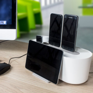 Put an end to that tangled nest of wires with this elegant cable manager from Brightstone. Dock your smartphone or tablet while concealing your charging cables inside a sleek, minimalist design that's perfect for home, office or anywhere.