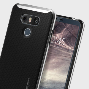 The Spigen Neo Hybrid in satin silver is the new leader in lightweight protective cases. Spigen's new Air Cushion Technology reduces the thickness of the case while providing optimal corner protection for your LG G6.