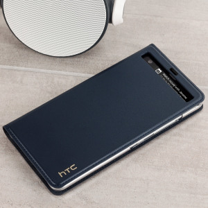 Official HTC U Ultra Genuine Leather Flip Case - Dark Blue