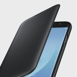 Protect your Samsung Galaxy J7 2017's back, sides and screen from harm while keeping your most vital card close to hand with the official flip wallet cover in black from Samsung.