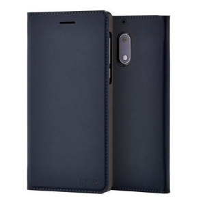 Protect your Nokia 6's back, sides and screen from harm while keeping your most vital card close to hand with the official flip wallet cover in blue from Nokia.