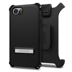 Protect your BlackBerry KEYone with this black Dilex Case from Seidio. This case provides shock absorbing protection with two interlocking layers and includes an integrated kickstand and belt-clip holster.