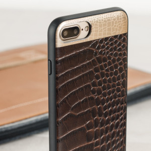 CROCO2 Genuine Leather iPhone 7 Plus Case - Brown