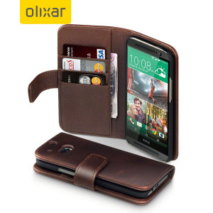 Encase HTC One M8 Genuine Leather Wallet Case - Brown