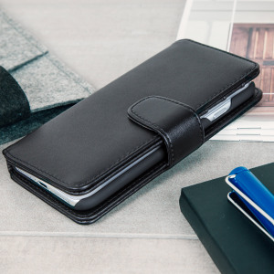 Genuine Leather iPhone 7 Wallet Case - Black