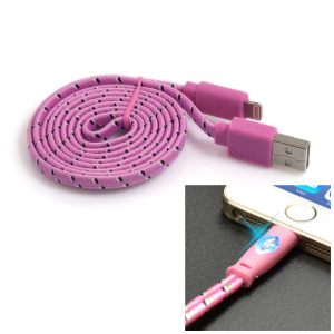 Happy Braided Light-up 1m Lightning Cable - Pink