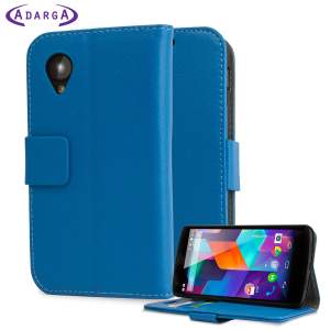 Leather Style Wallet Stand Case For Google Nexus 5 - Blue