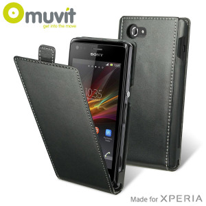 Muvit Slim Leather Style Flip Case for Sony Xperia M - Black