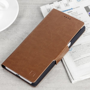 Olixar Leather-Style Blackberry KeyONE Wallet Stand Case - Brown