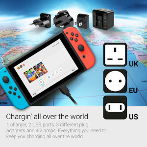Olixar Nintendo Switch Travel Adapter with USB-C Charging Cable