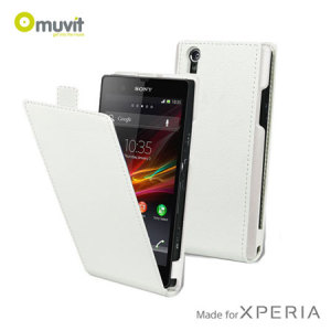 Slim Faux Leather Flip-Case for Sony Xperia Z - White