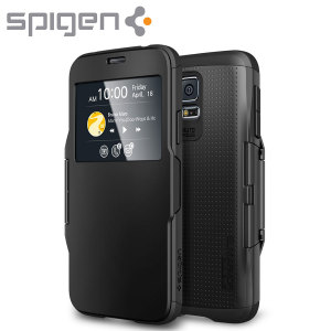 Spigen Samsung Galaxy S5 Slim Armor View Case - Smooth Black