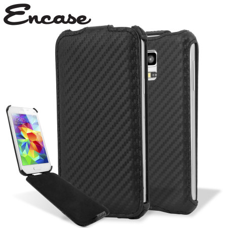 Encase Slimline Carbon Fibre Style Galaxy S Mini Vertical Flip Case