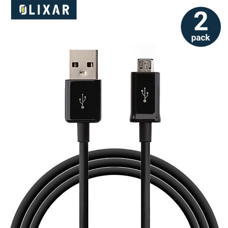 Olixar 2 Pack Black Micro USB Charge Sync 1m Cables