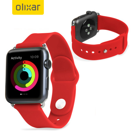 Soft Silicone Rubber Apple Watch Sport Strap - 42mm - Red