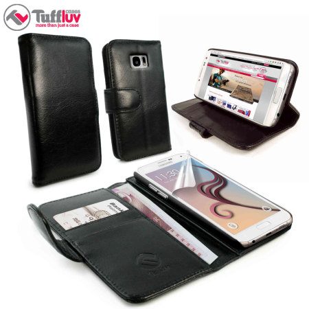 Tuff-Luv Vintage Leather Samsung Galaxy S6 Wallet Case - Black