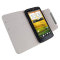 Leather Style Wallet Case for HTC One X - White