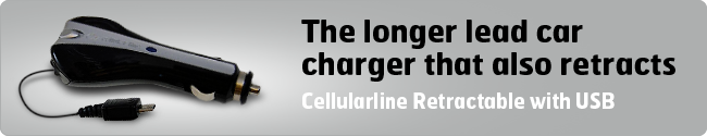 Cellular Line Retractable Car Charger with USB port - microUSB