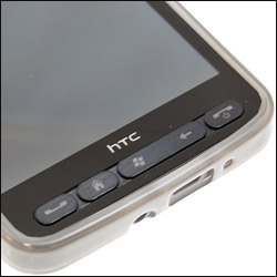 Coque HTC HD2 FlexiShield Plus - Blanche vue sur touches