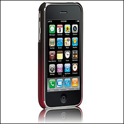Coque Case-Mate Barely There Black/Red avec film protecteur pour écran pour Iphone 3GS / 3G vue de face Coque Case-Mate Barely There Black/Red avec film protecteur pour écran pour Iphone 3GS / 3G vue de face