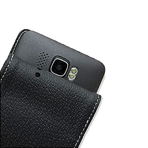 Housse en cuir HTC HD2 Tuff-Luv Executive vue sur appareil photo