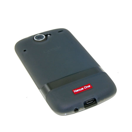 Vue darrière du Google Nexus One dans sa coque FlexiShield Noire