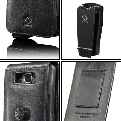 Vue détaillée de l'ensemble de la housse en cuir Classic Flip Capdase pour HTC HD2