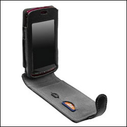 Housse en cuir Orbit Flex Premium de Krusell Sony Ericsson Vivaz ouverte
