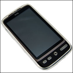 HTC Desire dans sa coque FlexiShield Blanc vue de face