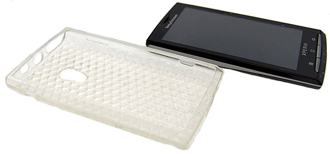 Coque Flexishield Noire Sony Ericsson X10 - Transparente à coté du Sony Ericsson X10