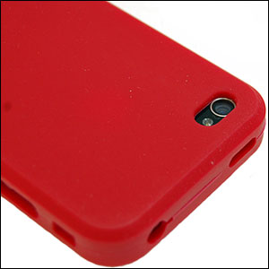 Coque en silicone pour iPhone 4 - Rouge vue sur appareil photo