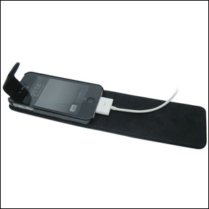 Housse en cuir Flip iPhone 4S /4 - Noire ouverte