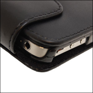 iPhone 4 Leather Flip Case - Black