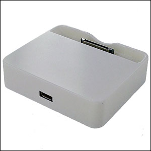 Support chargeur de bureau pour iPhone 4S / 4 - Blanc vue sur ports