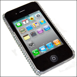 iPhone 4 Diamante Hard Back Cover - Silver