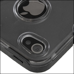 Coque FlexiShield Wave iPhone 4 - Noire / Blanche vue sur appareil photo