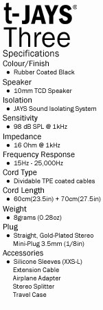 t-Jays Three Dynamic High-Fidelity Earphones