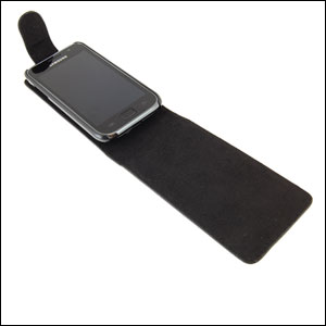Housse en cuir Samsung Galaxy S Flip - Noire ouverte