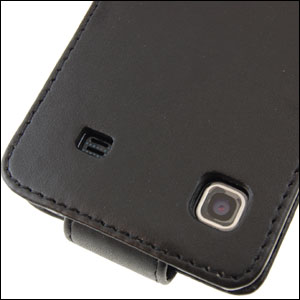 Housse en cuir Samsung Galaxy S Flip - Noire vue sur appareil photo