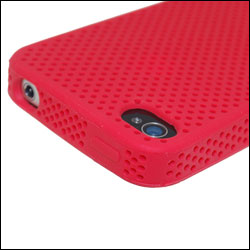 CaseCrown iPhone 4 Silicone Mesh Skin Case - Red