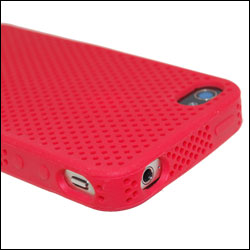 CaseCrown iPhone 4 Silicone Mesh Skin Case - Red