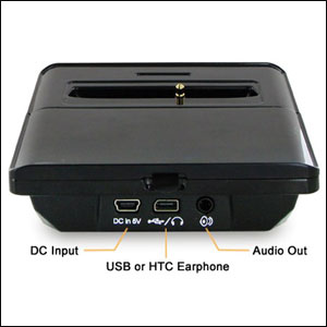 Chargeur de Bureau HTC Desire HD Deluxe vue sur ports