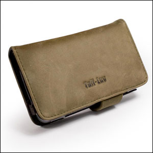 Tuff-Luv Saddleback Leather Flip Case for HTC Desire Z - Brown