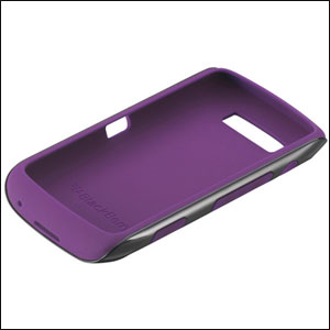 Coque officielle BlackBerry Torch 9860 - Original Premium Skin - Noire / mauve (avant)