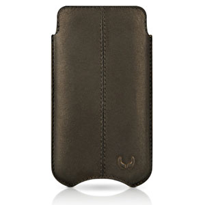 Pochette de transport iPhone 4S / 4 Beyzacases SlimLine Stitches - Noir d'époque (avant)
